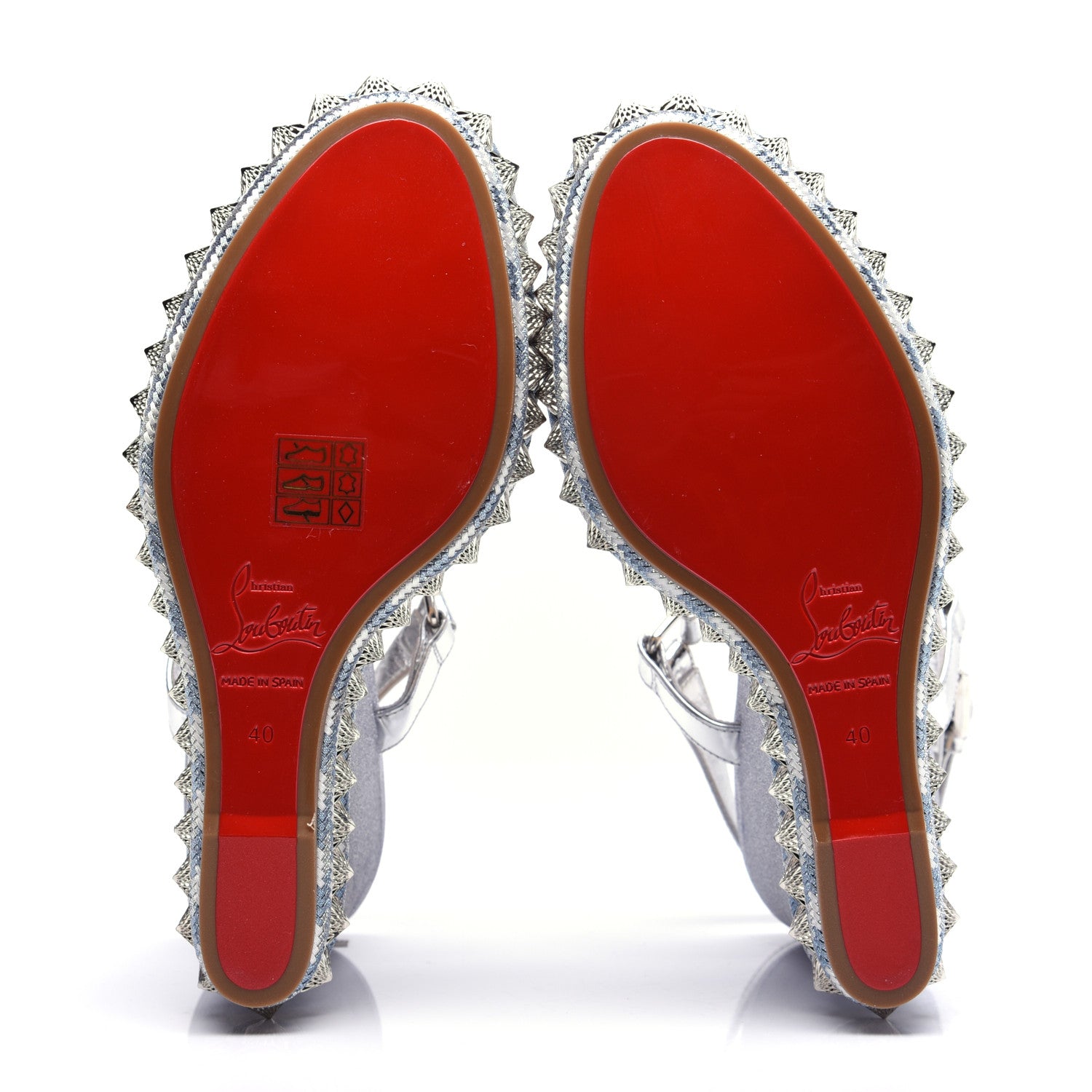 Christian Louboutin Mini Glitter Pira Ryad 110 Wedge Sandals 40 Silver 7 of 10