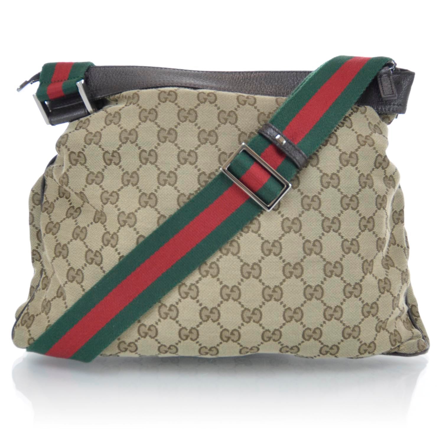Gucci Monogram Web Medium Double Pocket Messenger Bag Dark Brown 3 of 11