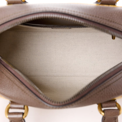 Gucci X ADIDAS Crystal Vintage Monogram Textured Dollar Calfskin Web Trefoil Logo Mini Bowling Bag Mid Natural Nut Off White New Acero 5 of 10