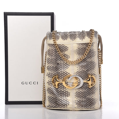 Gucci Snakeskin Mini Zumi Bucket Bag Grey 10 of 10