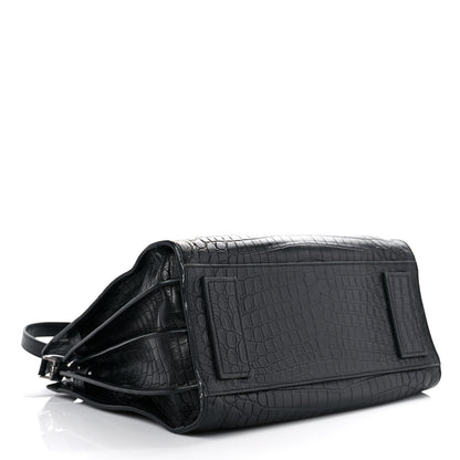 Saint Laurent Calfskin Crocodile Embossed Small Supple Sac de Jour Black 4 of 19