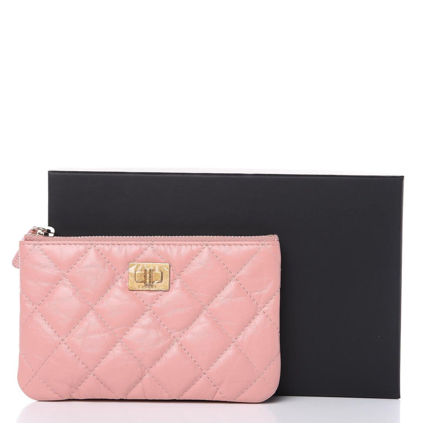 Aged Calfskin Quilted Small Reissue Cosmetic Case Light Pink