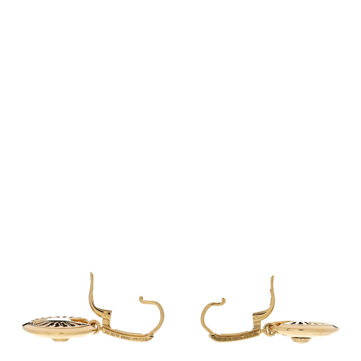 18K Yellow Gold Diamond Guiloche Amulette de Cartier Drop Earrings