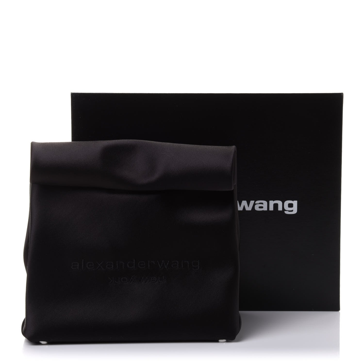 Alexander Wang Satin Lunch Bag Clutch Black 10 of 10