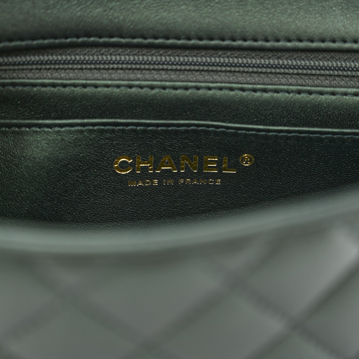 Chanel Iridescent Lambskin Quilted Mini Top Handle Rectangular Flap Dark Green 6 of 11