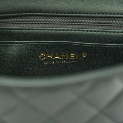 Chanel Iridescent Lambskin Quilted Mini Top Handle Rectangular Flap Dark Green 6 of 11