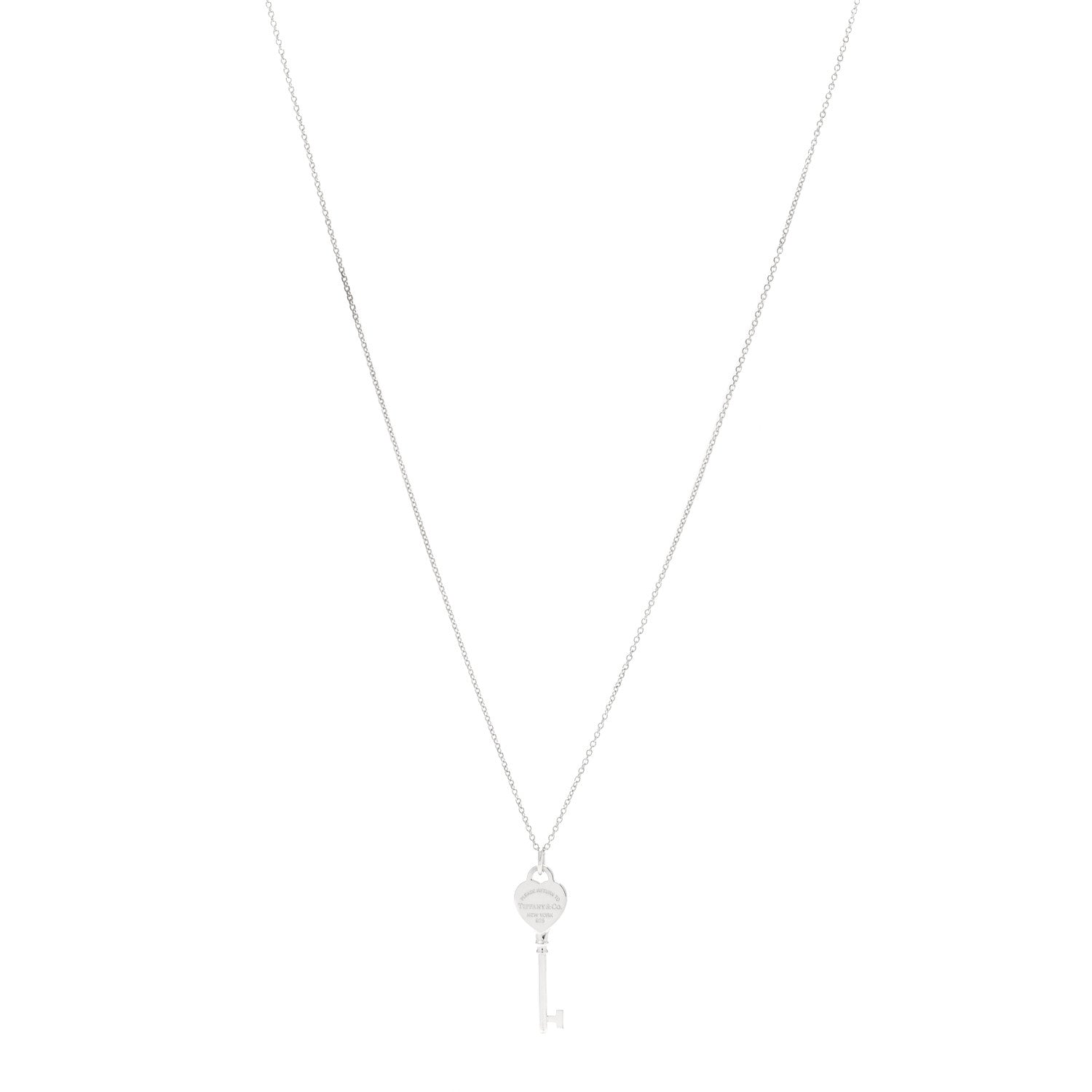 Tiffany Sterling Silver Return to Tiffany Heart Key Pendant Necklace 1 of 5