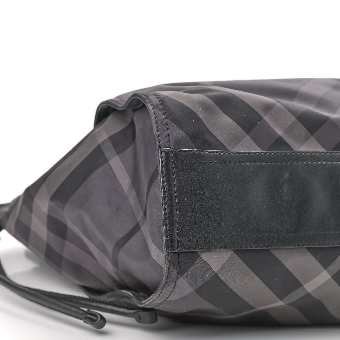 Nylon Check Small Buckleigh Packable Tote Charcoal