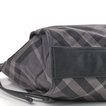Burberry Nylon Check Small Buckleigh Packable Tote Charcoal 5 of 8
