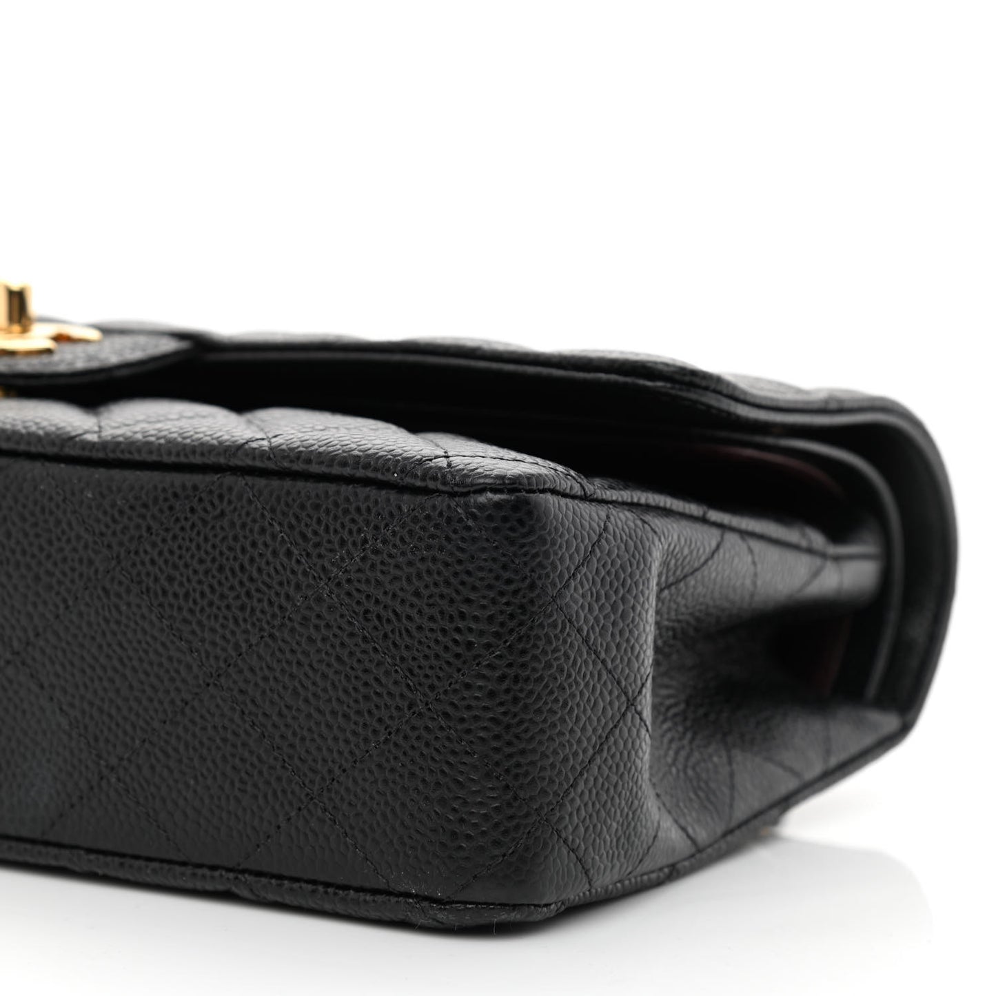 Caviar Quilted Medium Double Flap Black