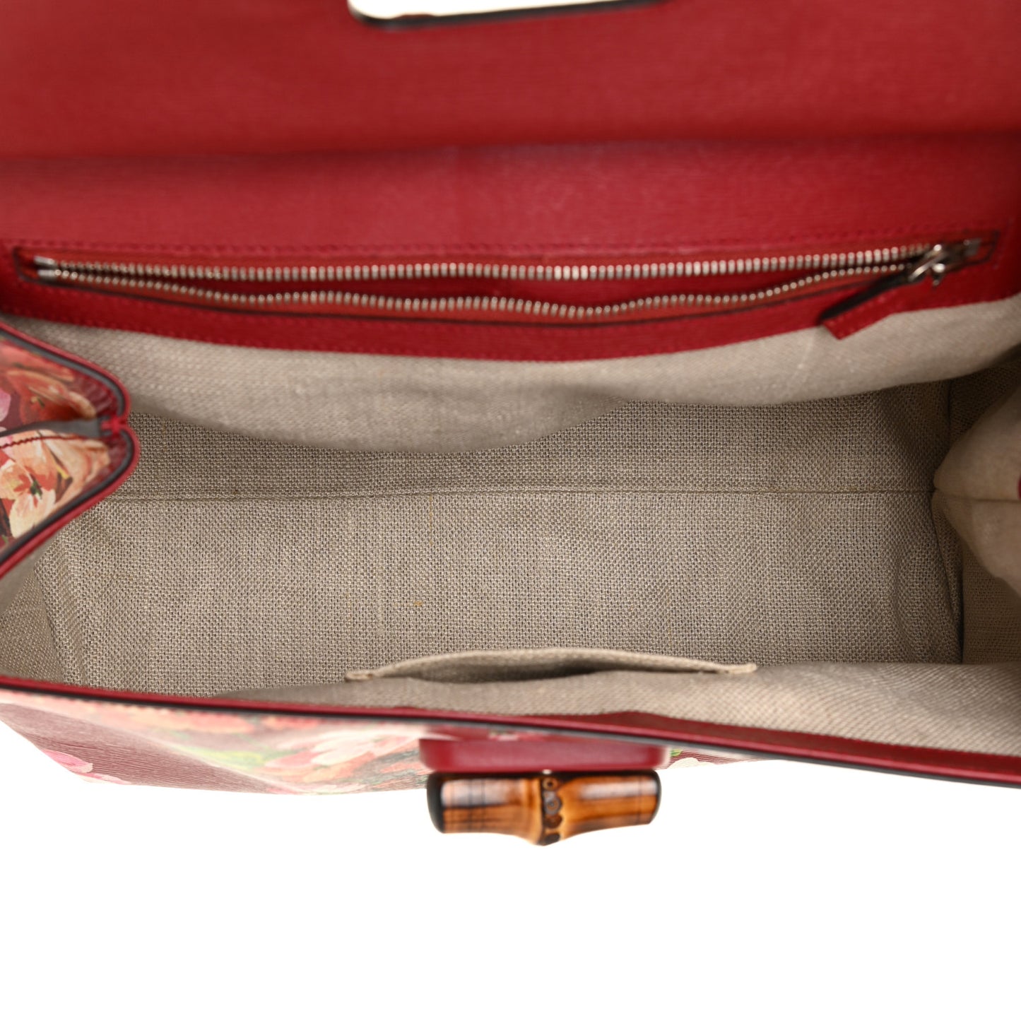 Shangai Calfskin Blooms Print Medium Bamboo Daily Top Handle Bag Romantic Cerise Multicolor