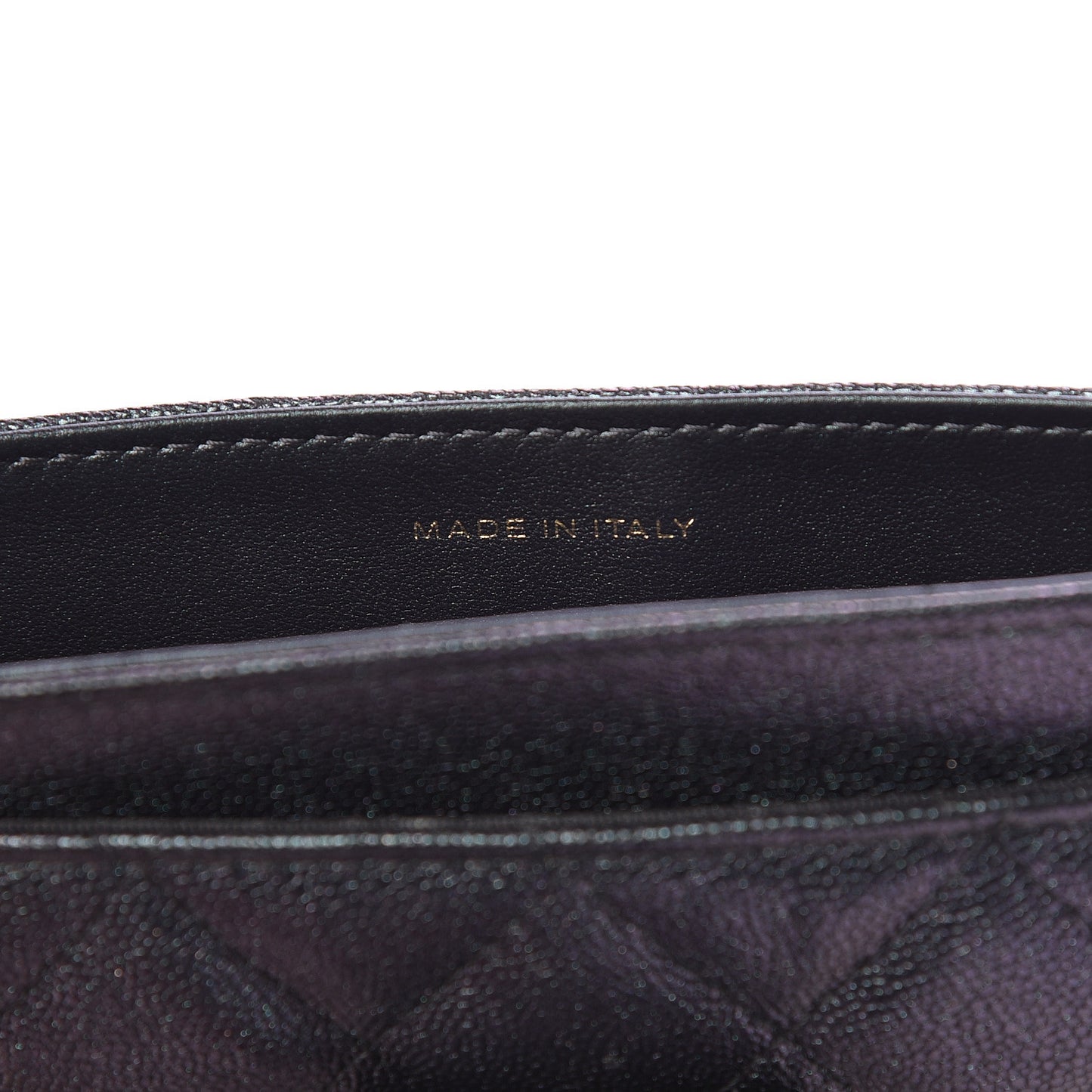 Iridescent Caviar Quilted Classic Strap Pouch Black