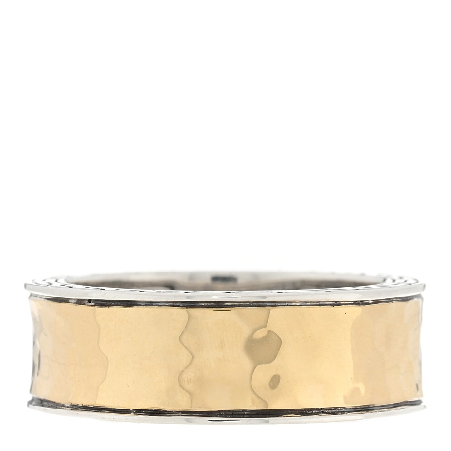 Sterling Silver 18K Yellow Gold Carved Chain Palu Band Ring 54 7