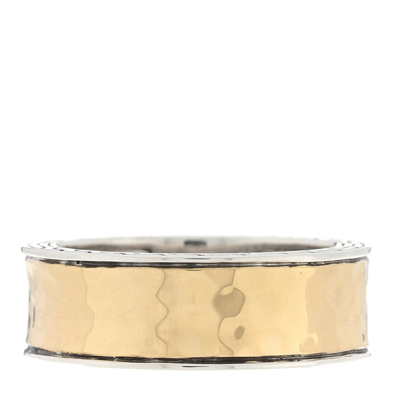 John Hardy Sterling Silver 18K Yellow Gold Carved Chain Palu Band Ring 54 7 1 of 4