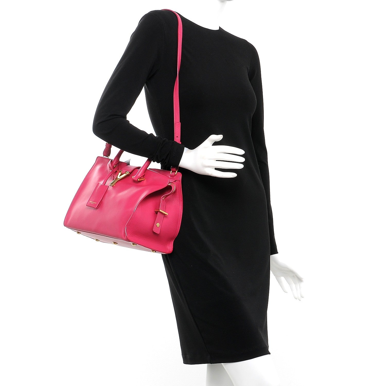 Saint Laurent Calfskin Small Classic Y Cabas Fuchsia 2 of 7