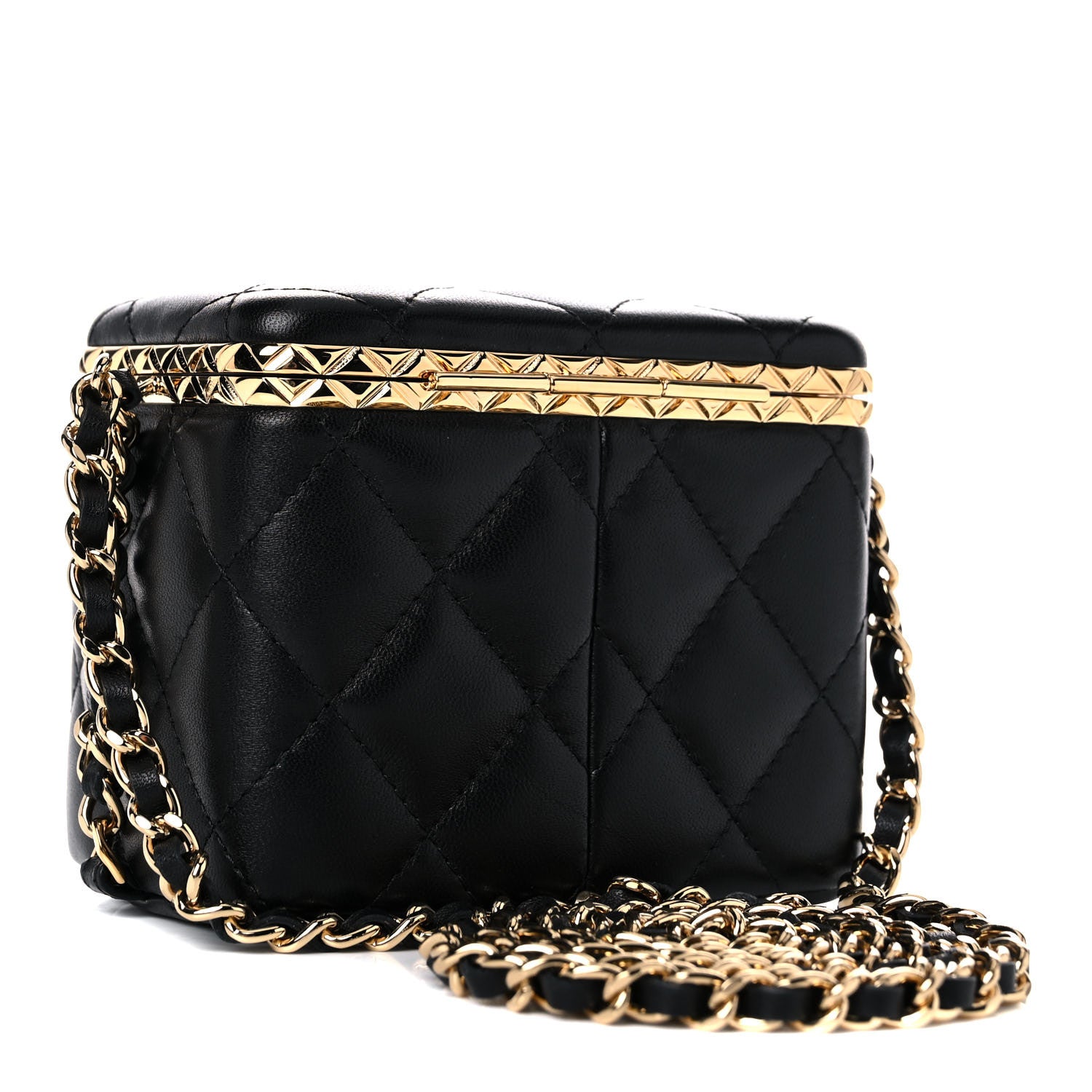 Chanel Metal Lambskin Quilted Small Vanity With Chain Black 3 of 10