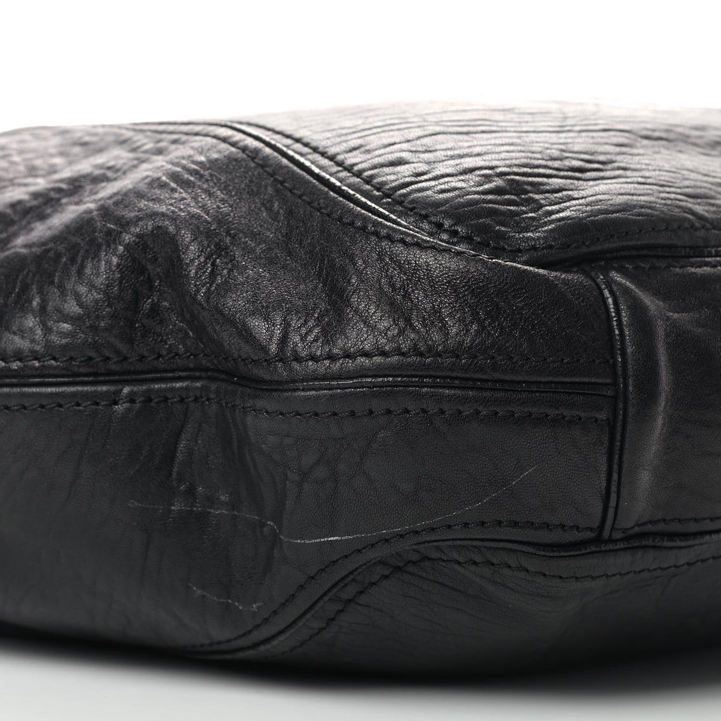 Tumbled Sheepskin Eclipse Hobo Black