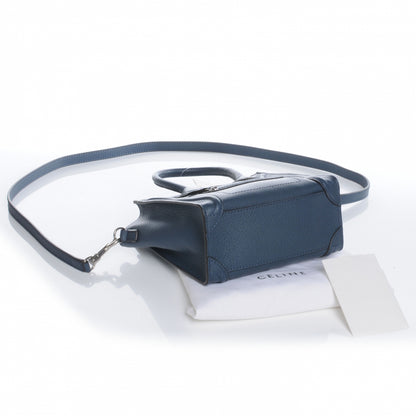 Celine Drummed Leather Nano Luggage Blue 4 of 6