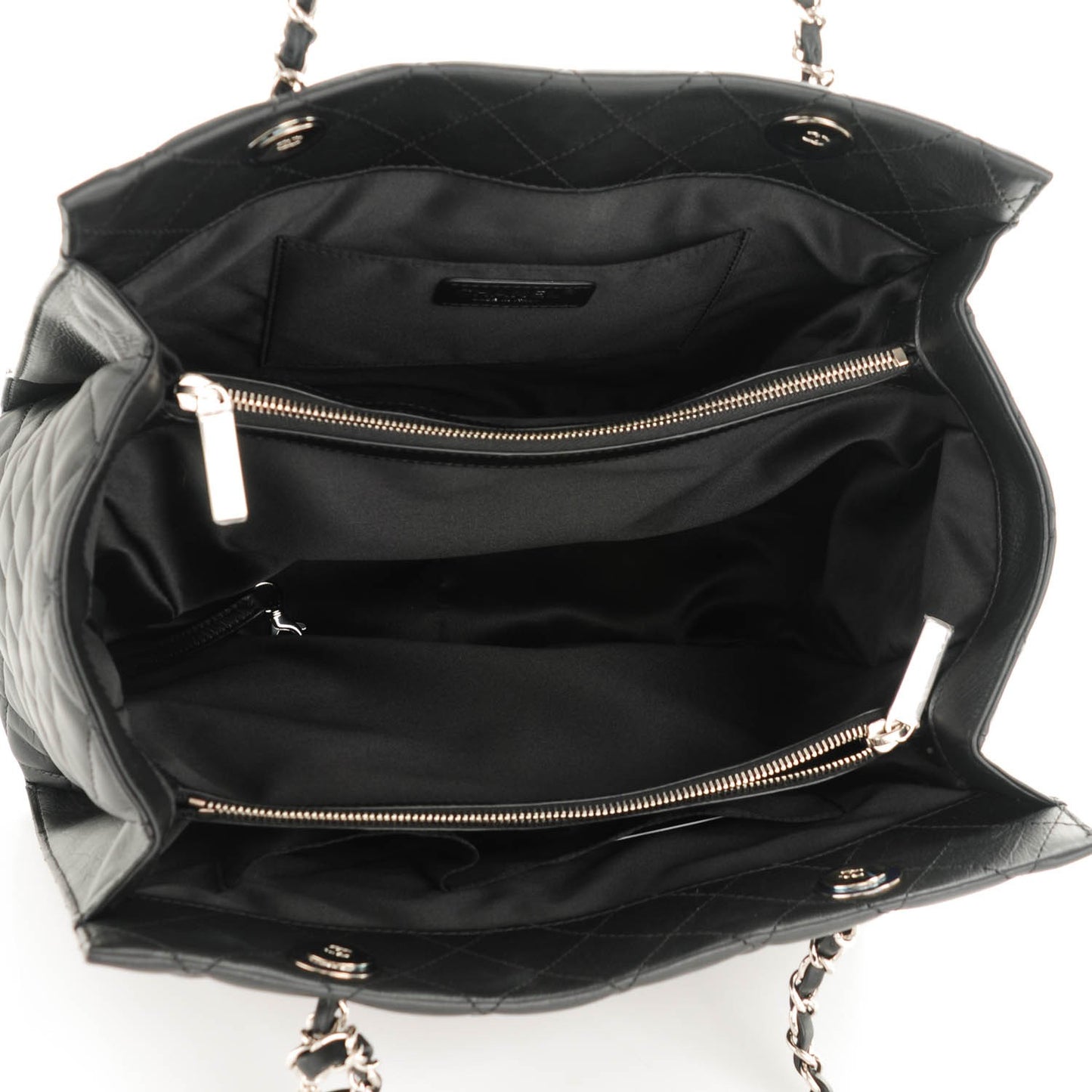 Calfskin Quilted Chic and Soft Large Shopping Tote Black