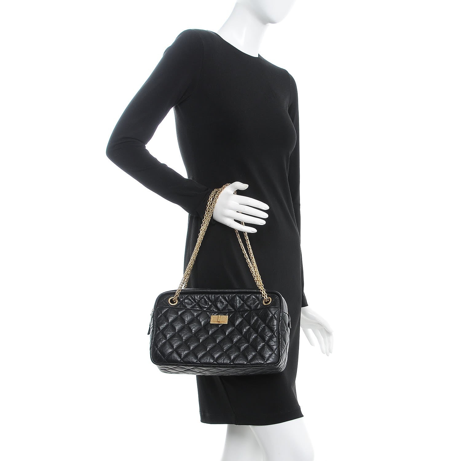 Chanel Aged Calfskin Quilted Medium Reissue Camera Case Black 3 of 9