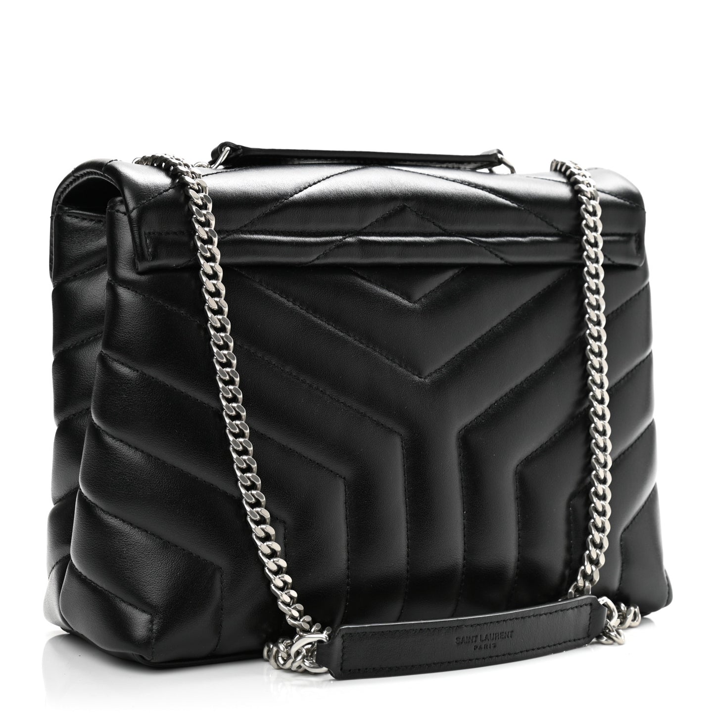 Calfskin Y Quilted Monogram Small Loulou Chain Satchel Black