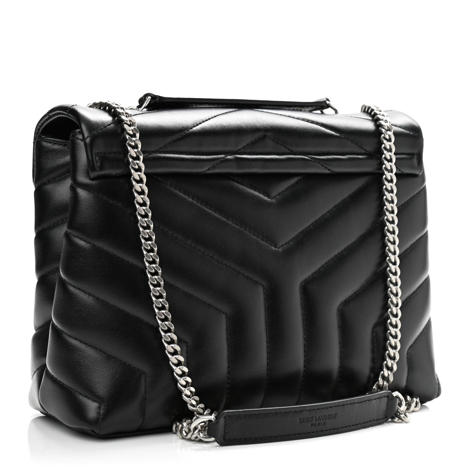 Saint Laurent Calfskin Y Quilted Monogram Small Loulou Chain Satchel Black 3 of 12
