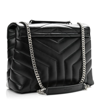 Saint Laurent Calfskin Y Quilted Monogram Small Loulou Chain Satchel Black 3 of 12
