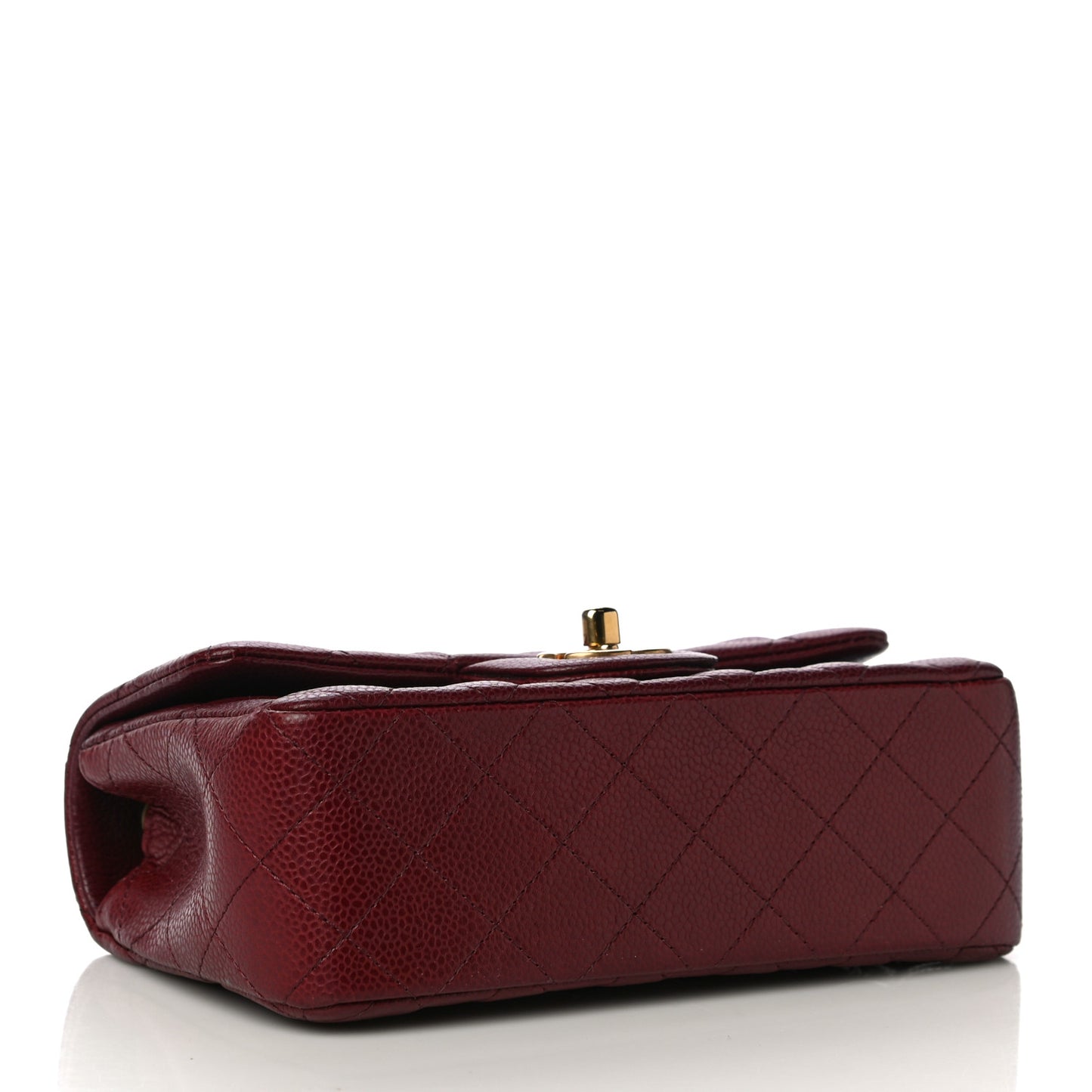 Caviar Quilted Mini Rectangular Flap Dark Red