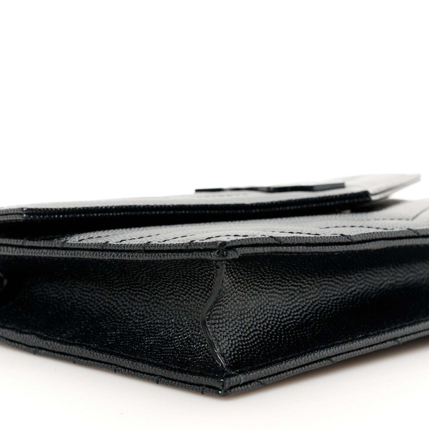 Saint Laurent Grain De Poudre Matelasse Chevron Monogram Monochrome Envelope Chain Black Black 8 of 9