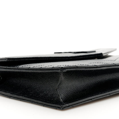 Saint Laurent Grain De Poudre Matelasse Chevron Monogram Monochrome Envelope Chain Black Black 8 of 9
