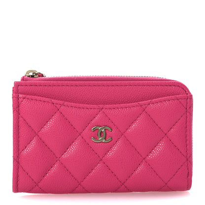 Chanel Caviar Quilted CC Zip Around Card Holder Pink 1 of 9