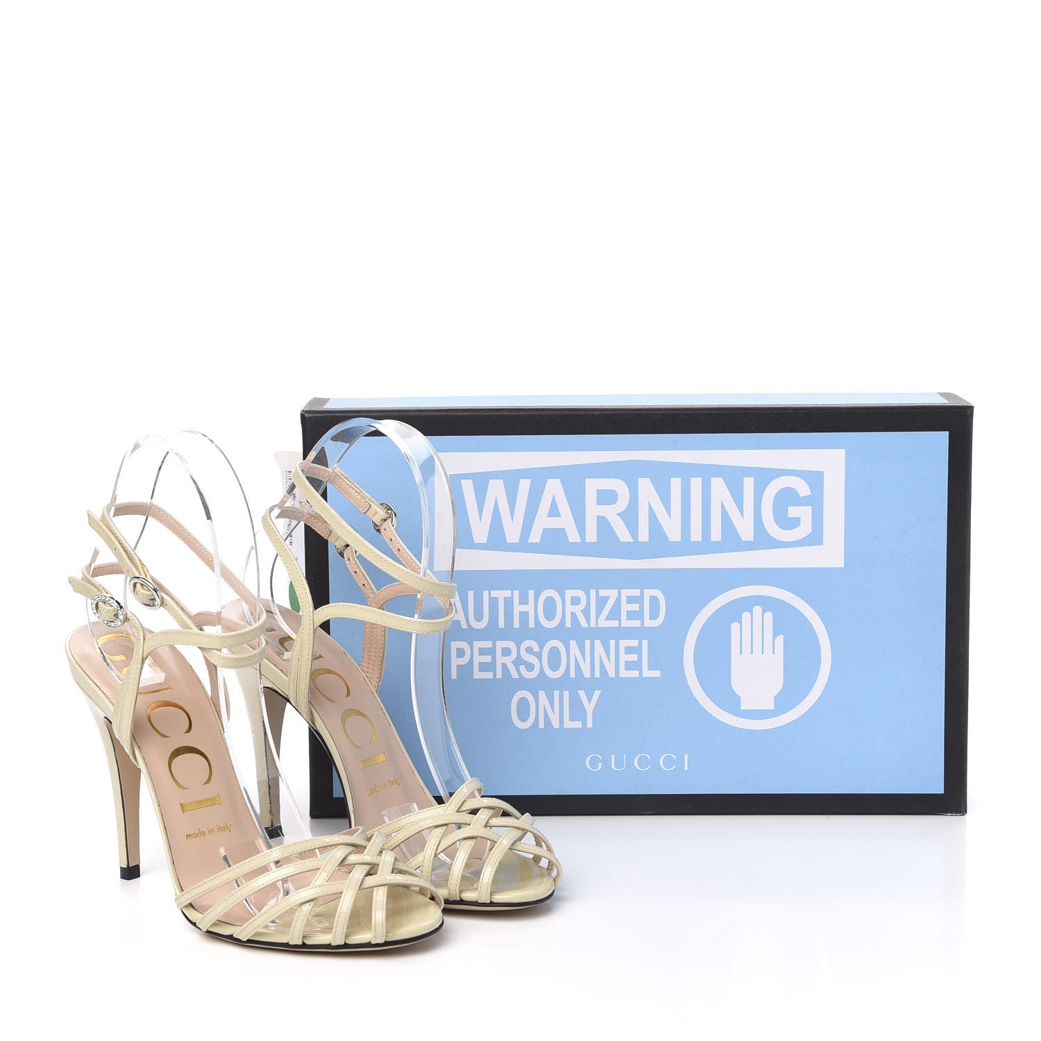 Gucci Vernice Crystal Sandals 37.5 Vintage White 10 of 10