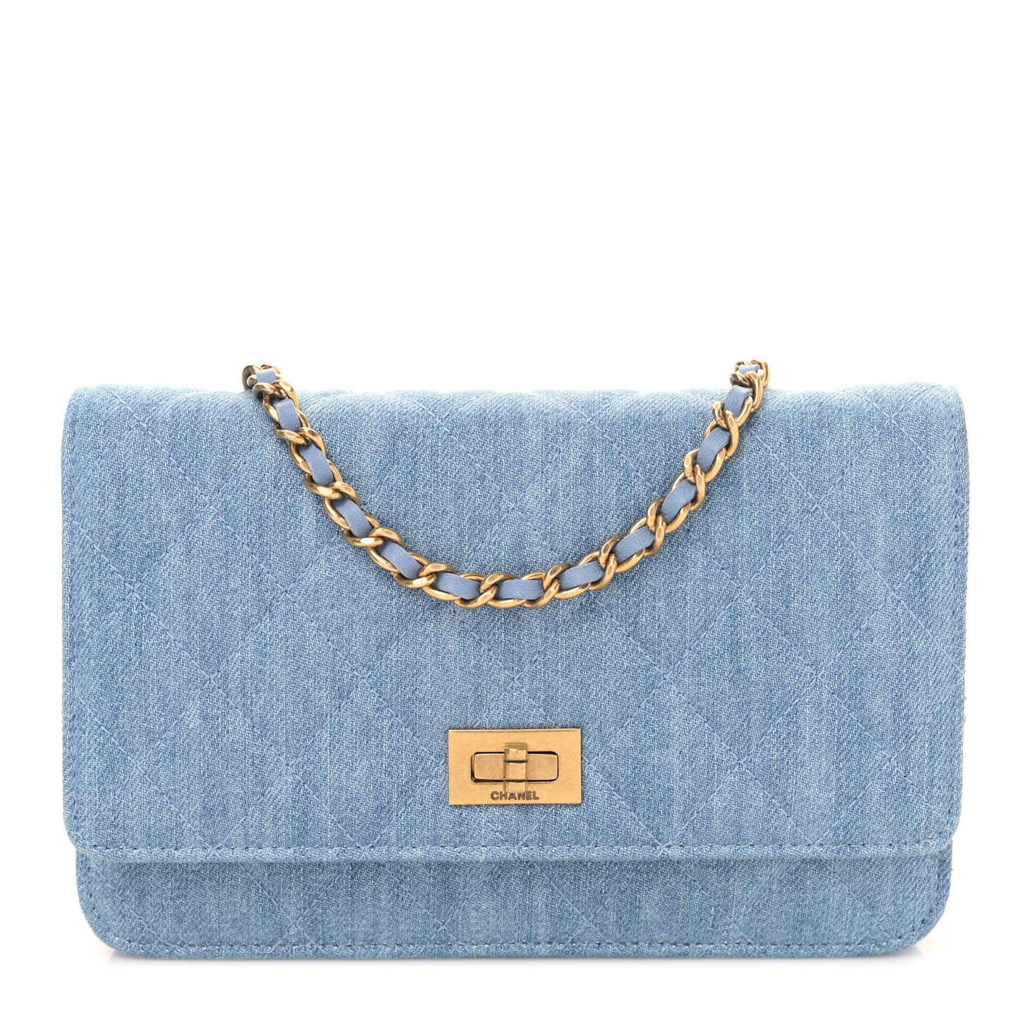 Denim Quilted Reissue Wallet On Chain WOC Blue