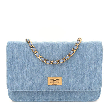 Chanel Denim Quilted Reissue Wallet On Chain WOC Blue 1 of 11