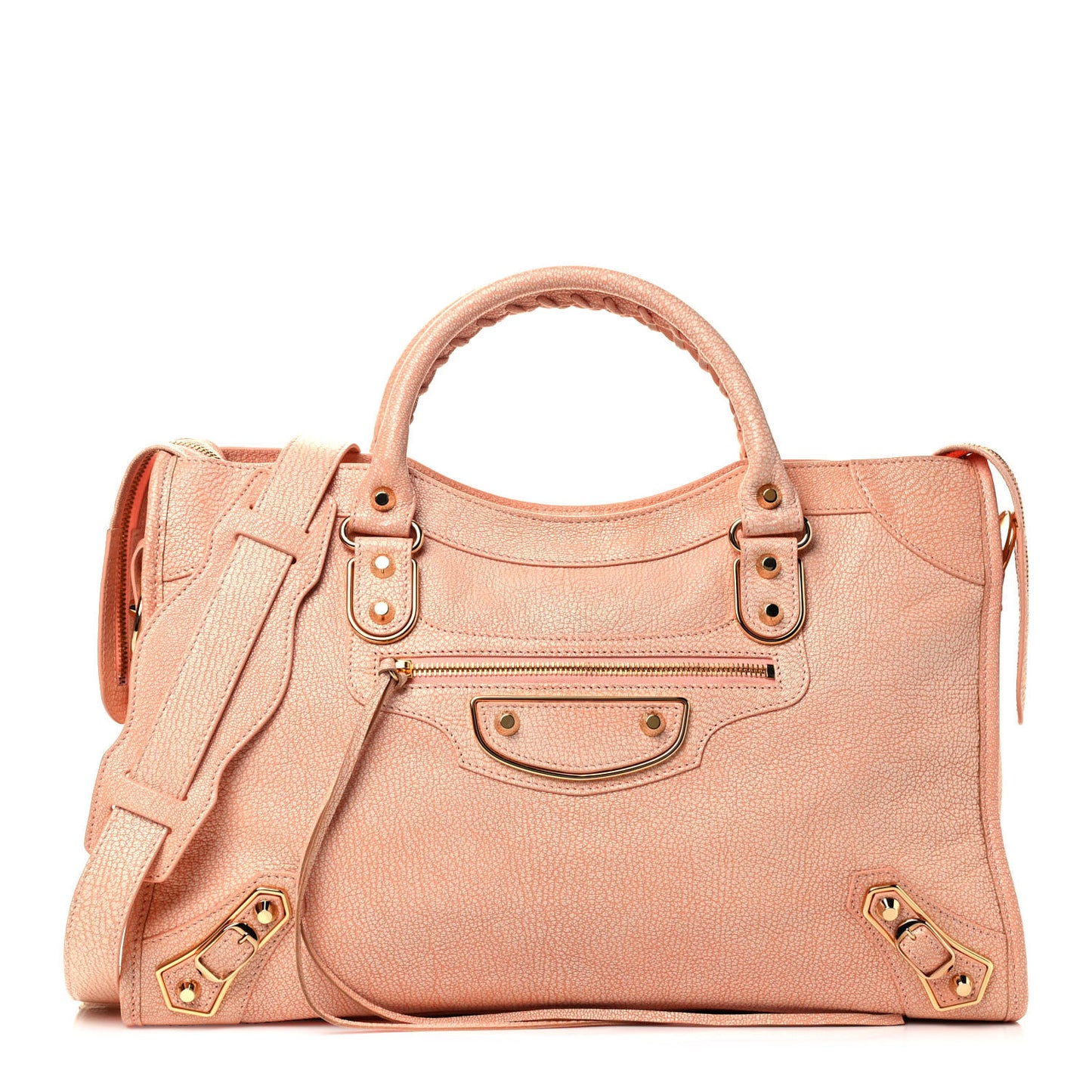 Chevre Gold Metallic Edge Hardware City Rose Peach