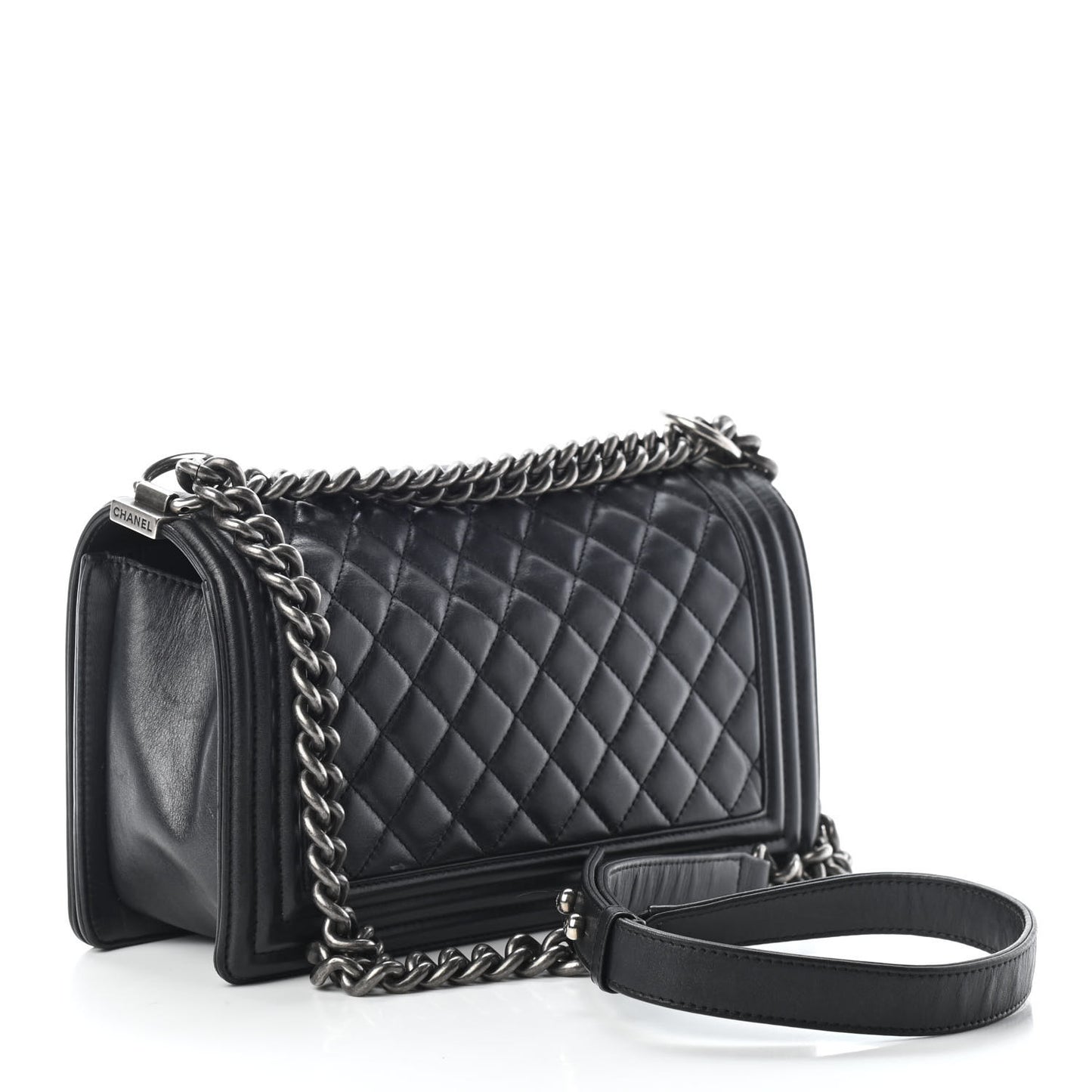 Calfskin Quilted Medium Boy Flap Black