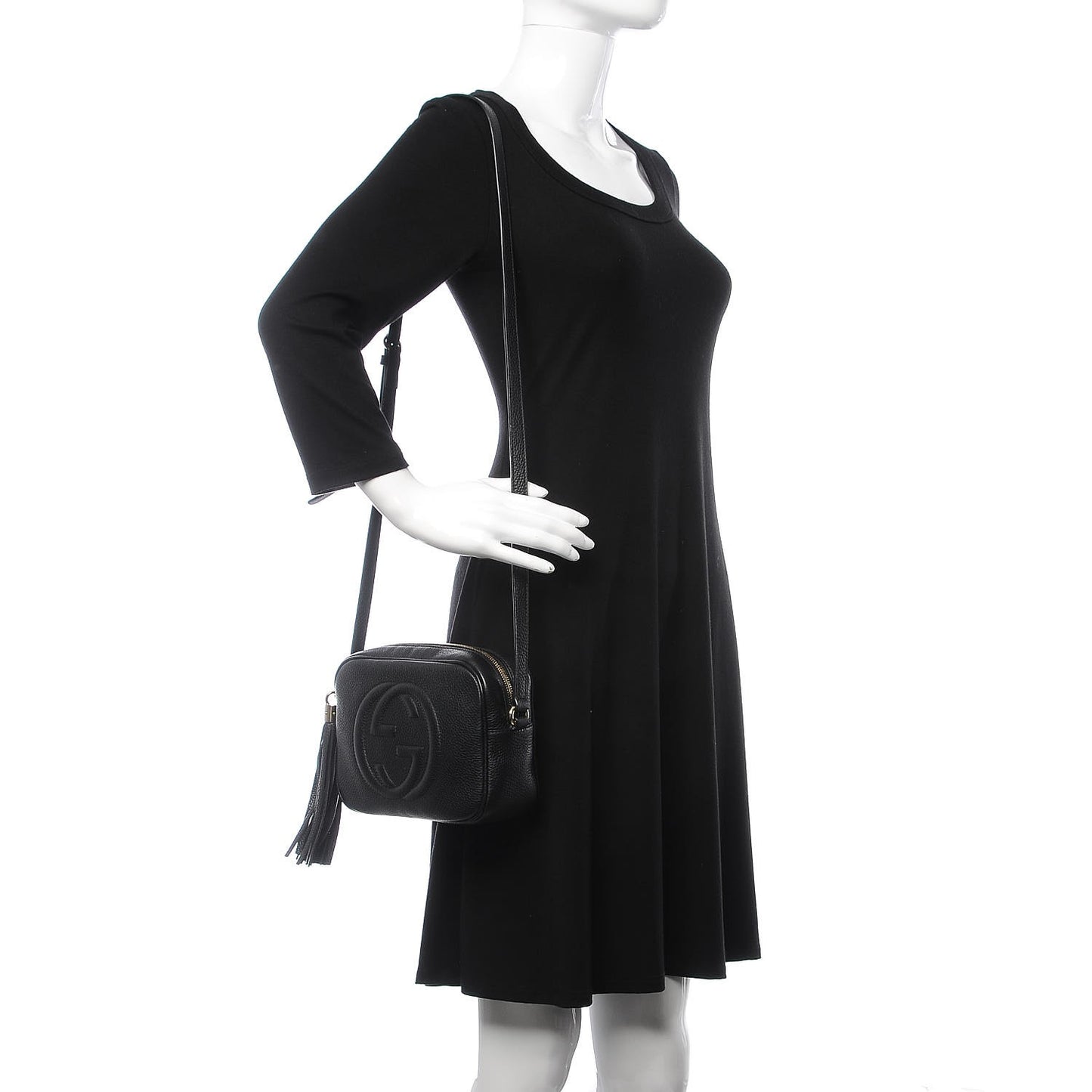 Pebbled Calfskin Small Soho Disco Bag Black