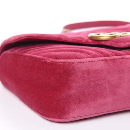Gucci Velvet Matelasse Small GG Marmont Shoulder Bag Light Raspberry Rose 8 of 12