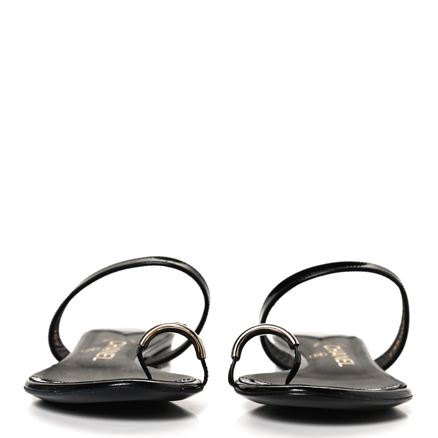 Chanel Patent CC Toe Ring Sandals 37 Black 2 of 12