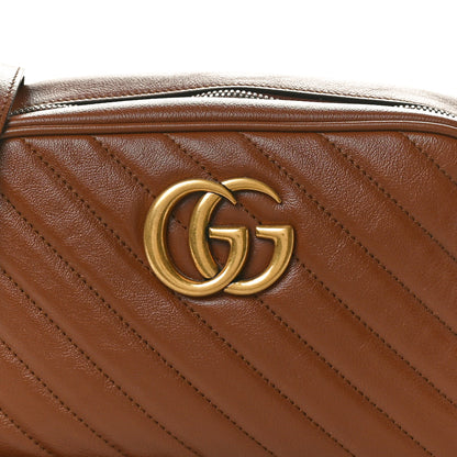 Gucci Glazed Calfskin Matelasse Diagonal Small GG Marmont Chain Shoulder Bag Cuir 8 of 10
