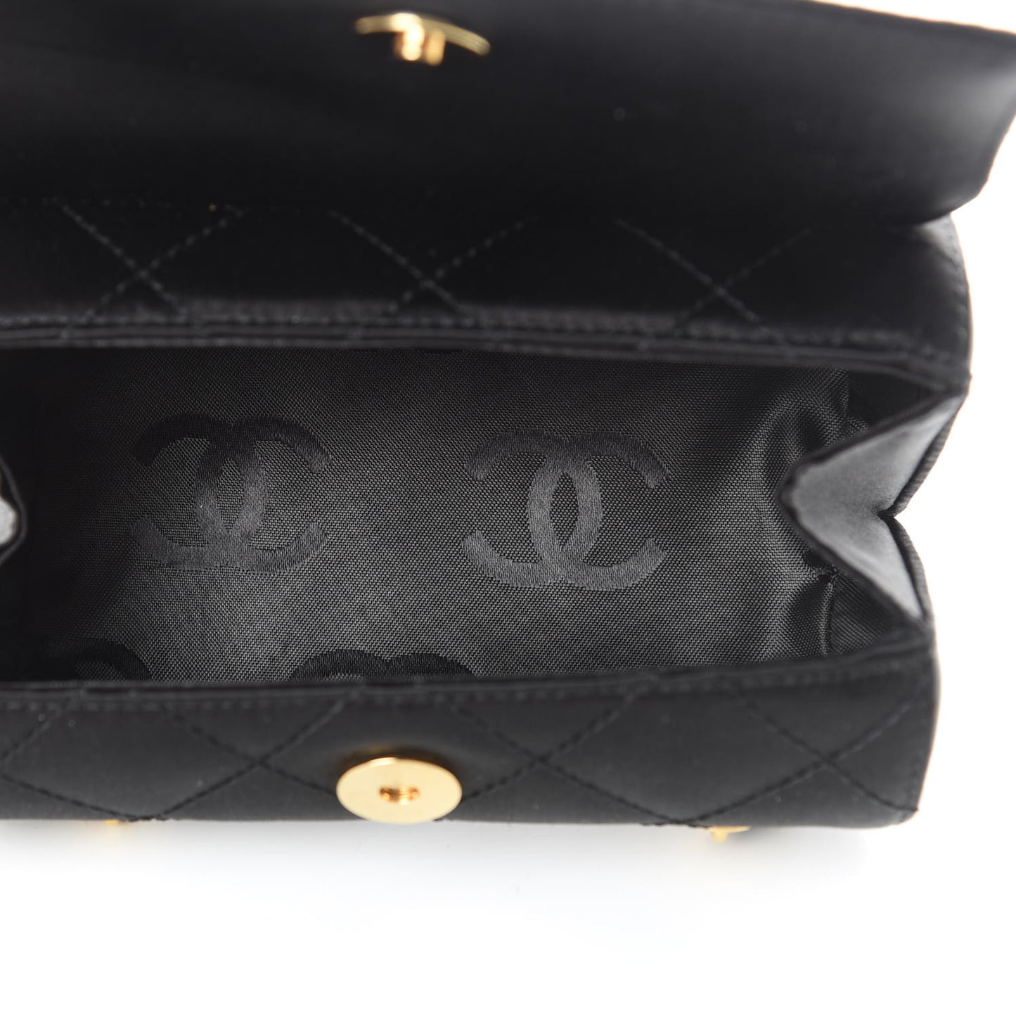 Satin Quilted Evening Bag Black