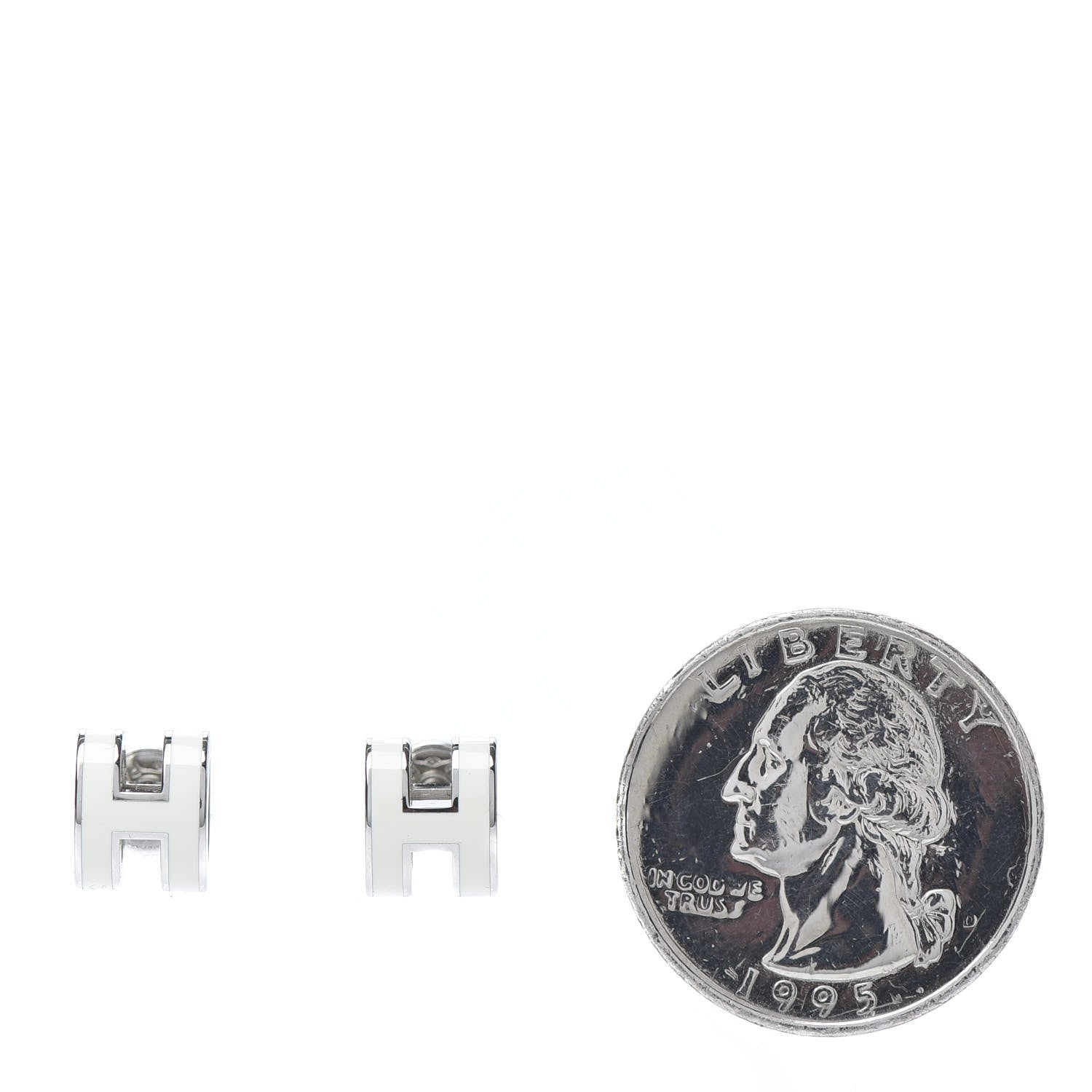 Hermes Palladium Lacquered Pop H Earrings White 2 of 6