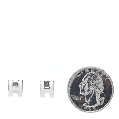 Hermes Palladium Lacquered Pop H Earrings White 2 of 6