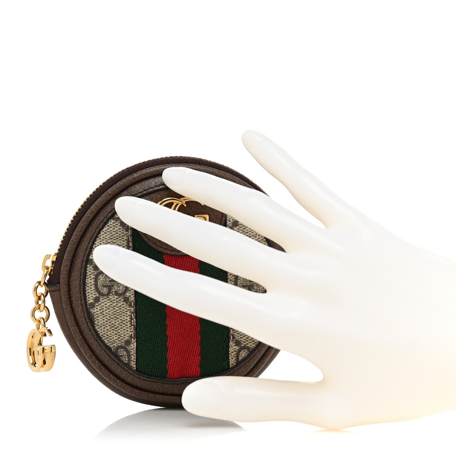 Gucci GG Supreme Monogram Web Ophidia Round Coin Purse Beige New Acero 2 of 8