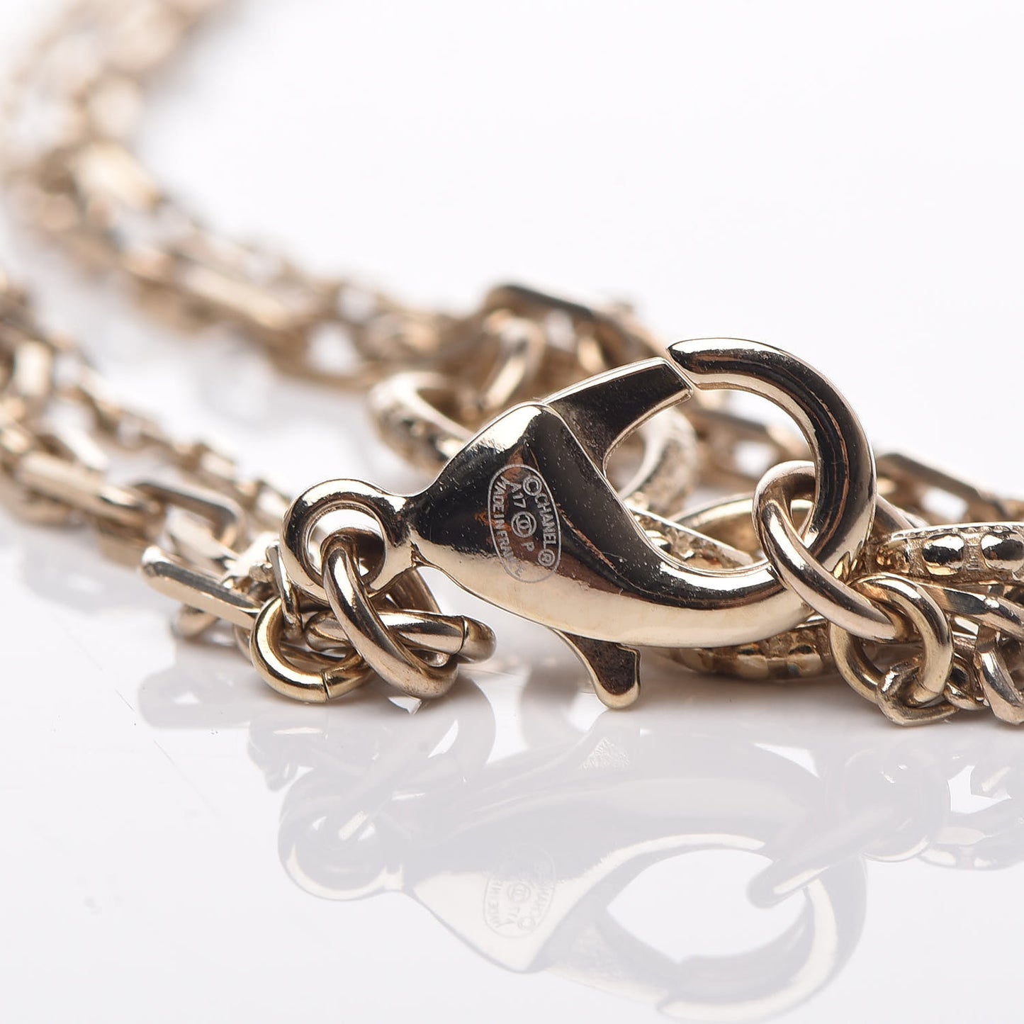Quilted I Heart Logo Necklace Gold