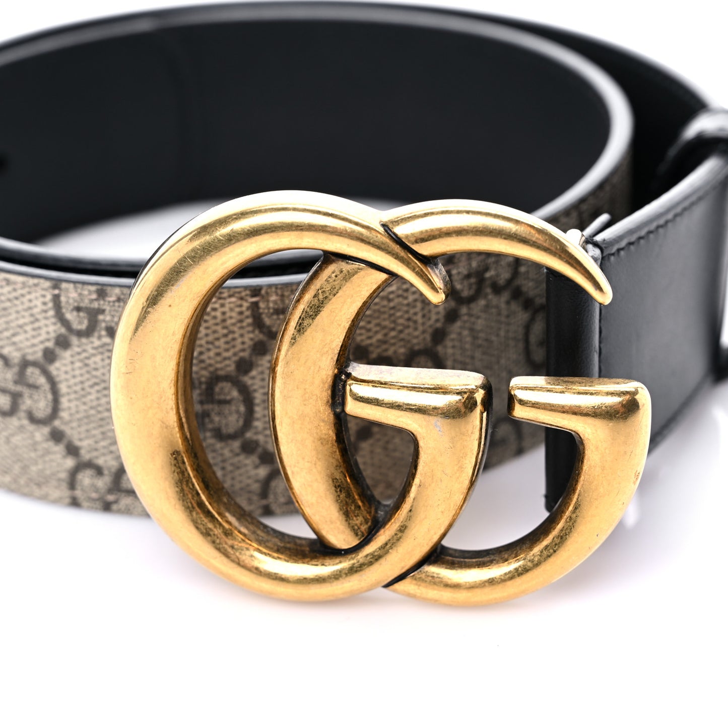 GG Supreme Monogram Matte Plutone Calfskin Double G 40mm Belt 75 30 Beige Ebony Black