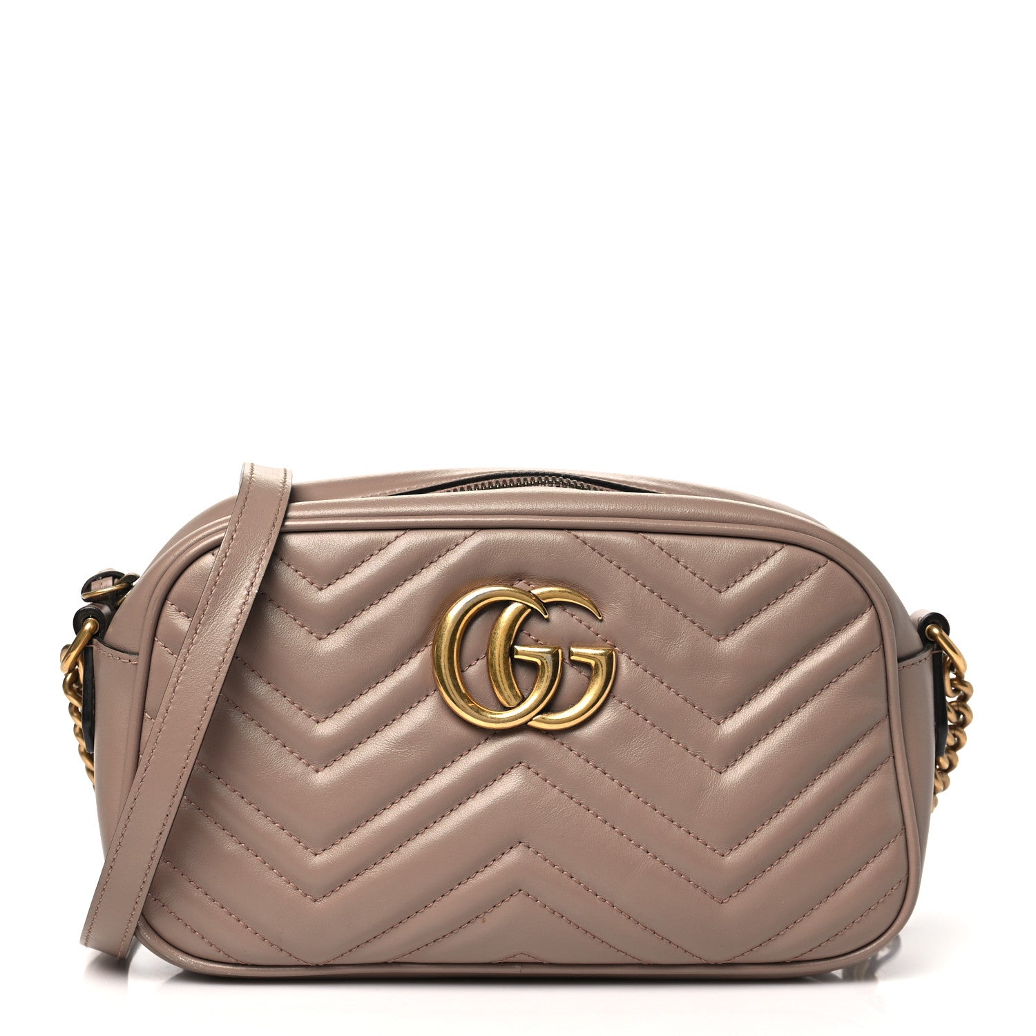 Gucci Calfskin Matelasse Small GG Marmont Chain Shoulder Bag Porcelain Rose 1 of 10
