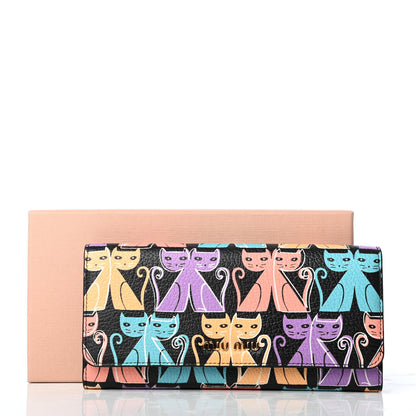 Miu Miu Goatskin Madras Cat Wallet Black 9 of 9