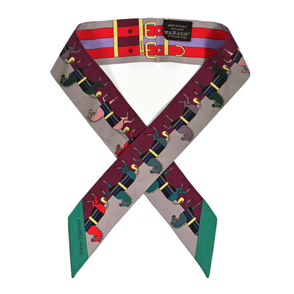 Hermes Silk Rocabar Twilly Bordeaux Vert Rouge 1 of 3
