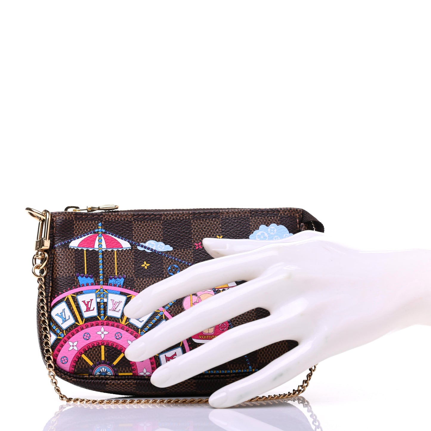 Damier Ebene 2020 Christmas Animation Big Wheel Mini Pochette Accessories Rose Ballerine